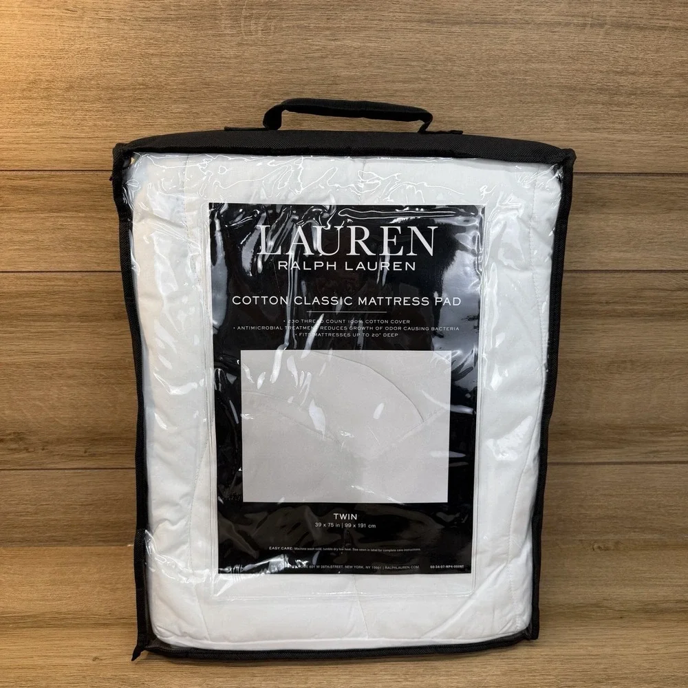 Ralph Lauren Cotton Classic Mattress Pad 230 Thread Count TWIN White 20